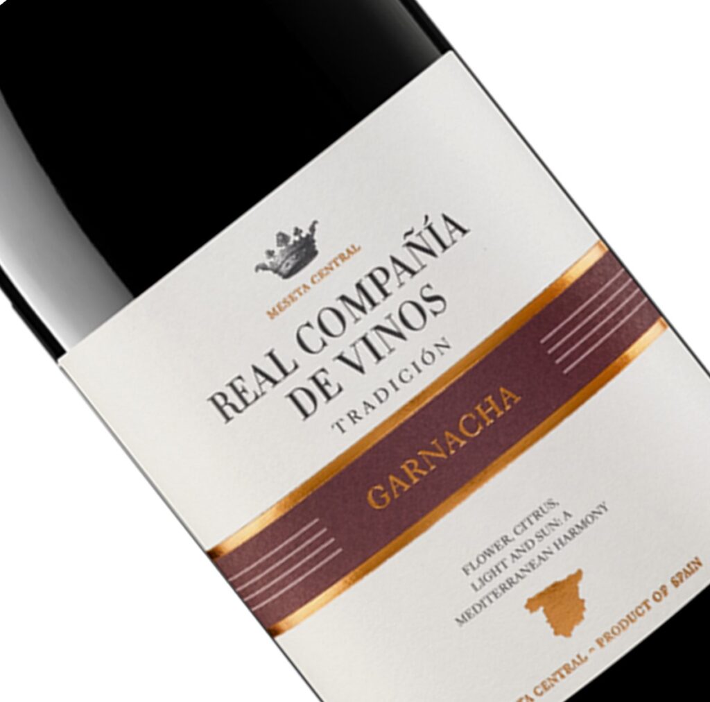 Real Compania de vinos Garnacha label skrå