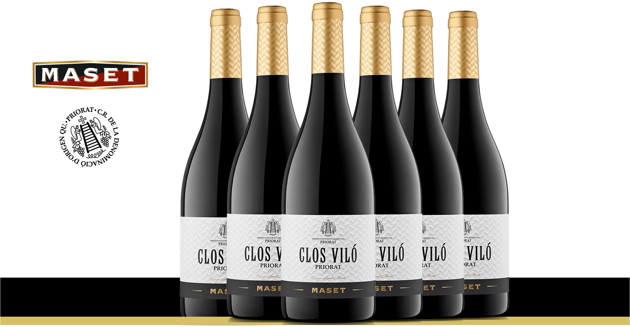 Mega banner Priorat Clos Vilo Bodegas Maset med flasker