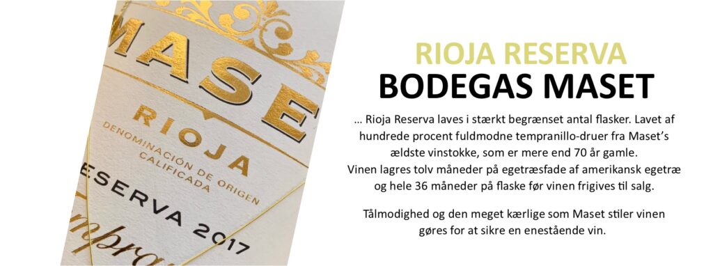 Rioja Reserva Tempranillo Bodegas Maset banner