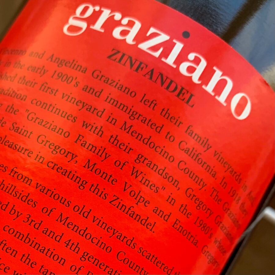 Redwood Valley Zinfandel Graziano baglabel