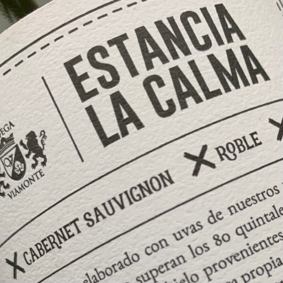 Estacia de Calma Cabernet Sauvignon Vina Viamonte Argentina baglabel