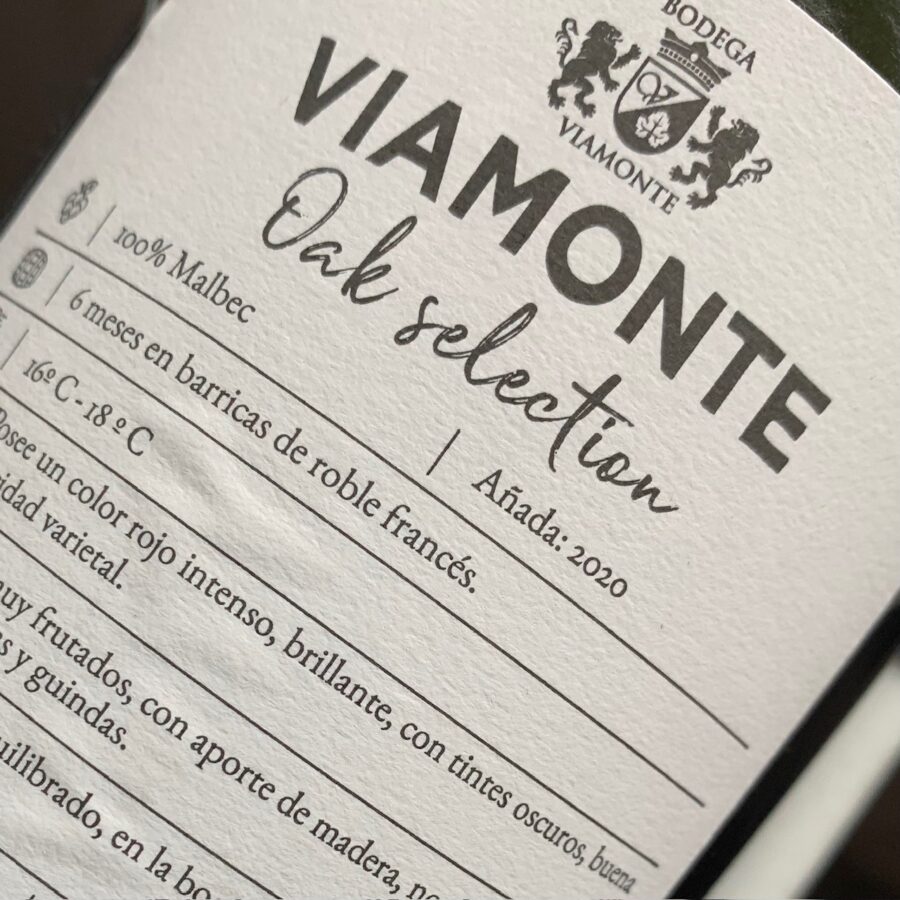 Malbec Oak Selection Viamonte Mendoza Argentina baglabel